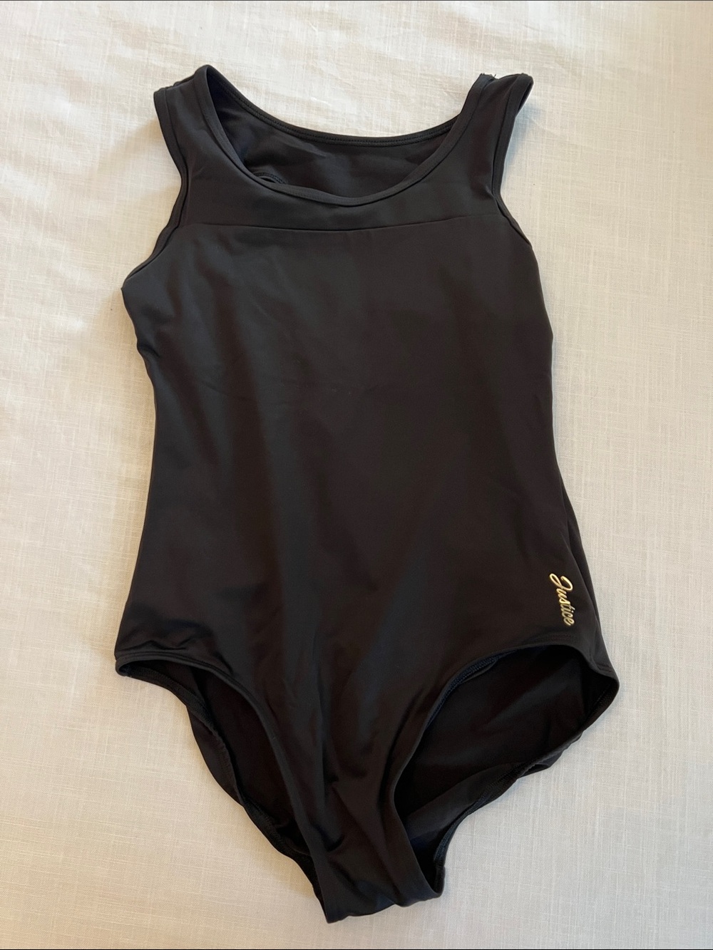 Justice Black leotard with silver Logo